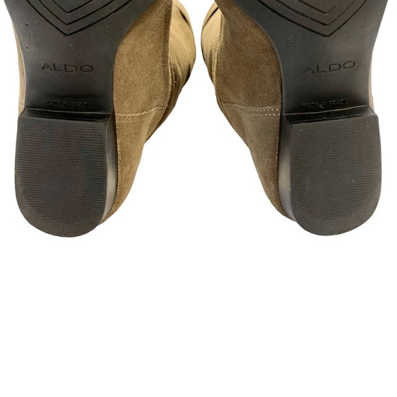 ALDO | Suede Leather Knee High Cuffed Boots Taupe Size 6.5 - Picture 15 of 15